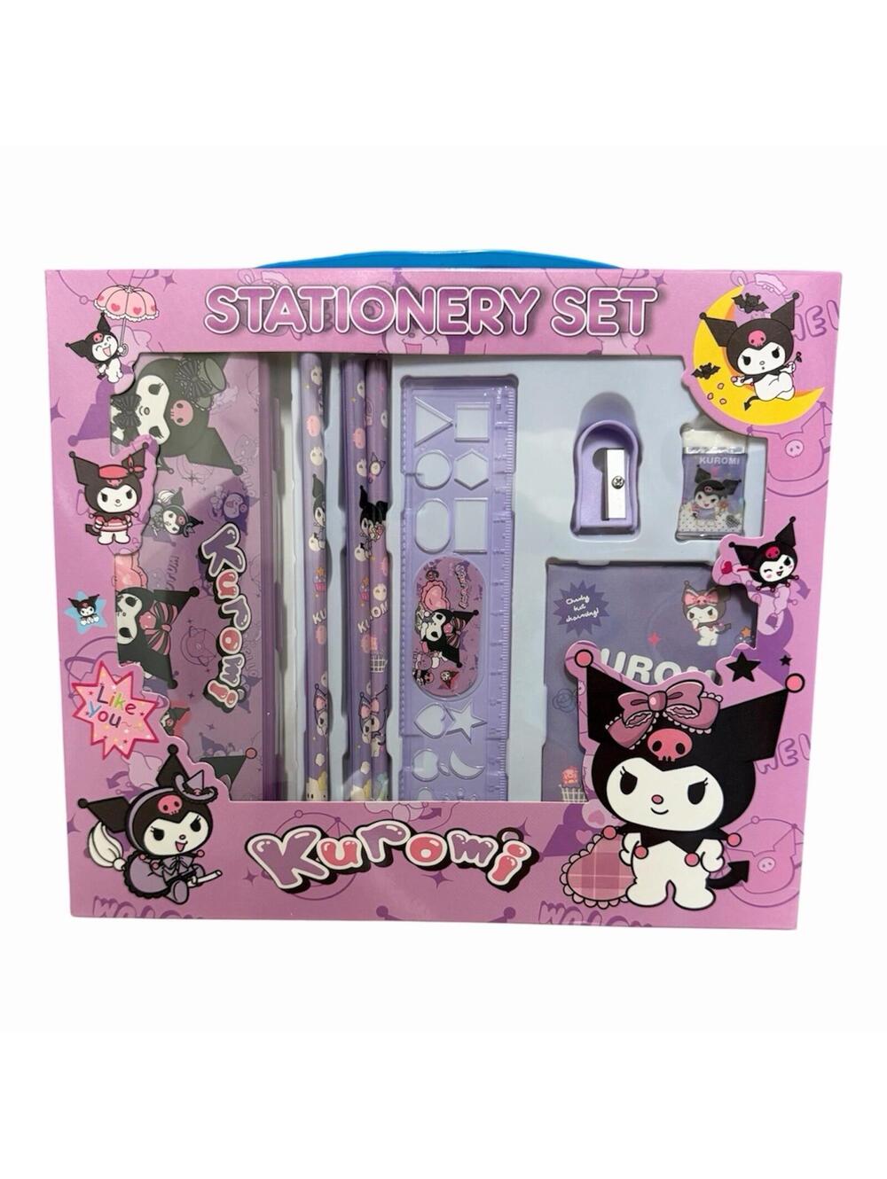 Kuromi Stationery Set Sanrio Purple Pencil Ruler Sharpener Notebook Gift
